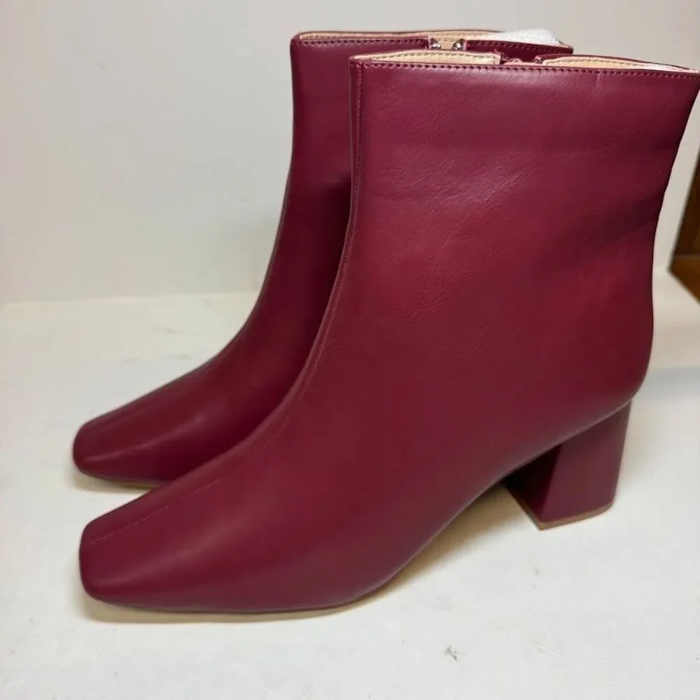 Journee Collection Womens 6.5 M Brick Red Haylinn Block Heel Booties NIB KL4